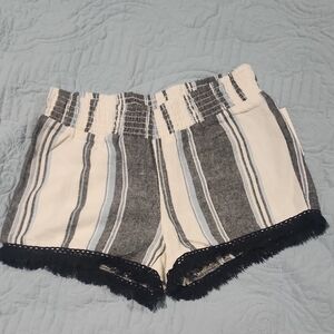 No Boundaries High Waist Striped Shorts - Black and White